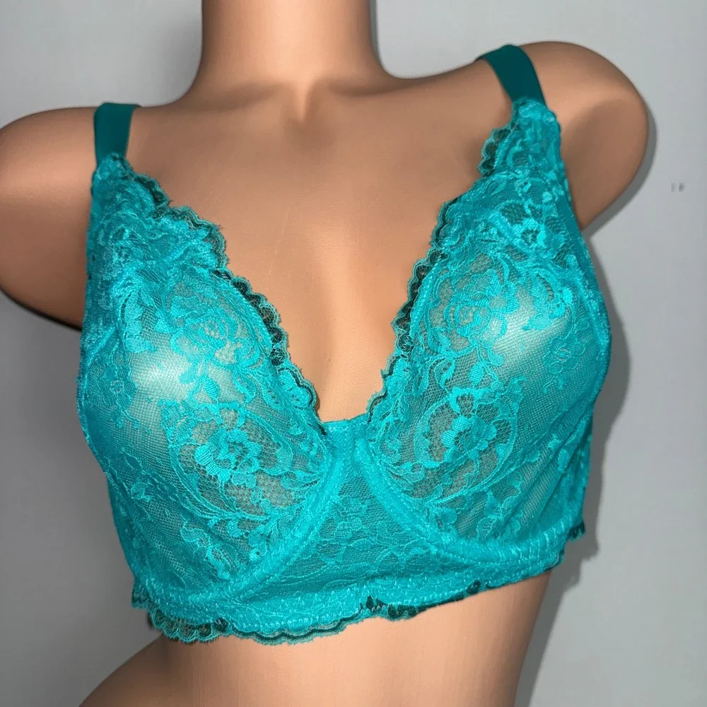 Cosabella Courtney Underwire Demi Bra Teal Lace Made in Italy NEW 36 G
